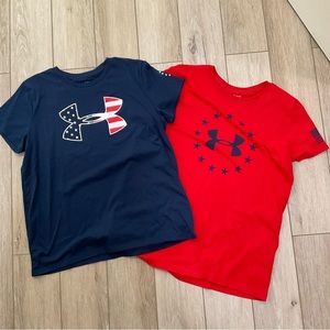 Two under armour scoop neck tees sz XL
